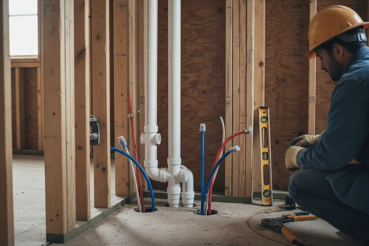 Drain and supply rough-in during Drain Cleaning in Clarksville